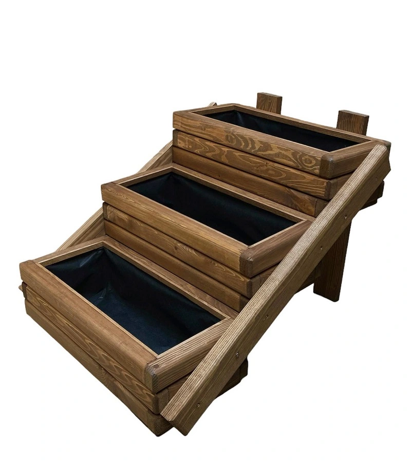 Dřevěný zahradní květináč Aksamit KASKÁDA, teak