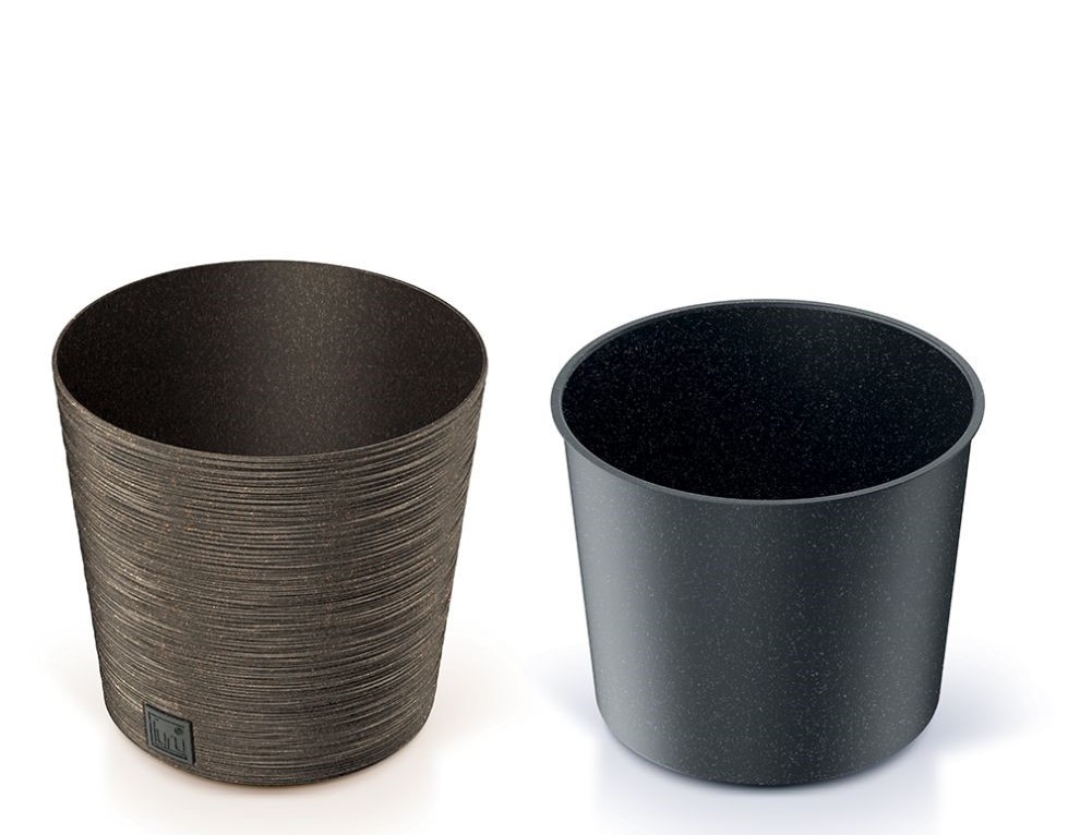 Květináč FURU ROUND LOW ECO WOOD 30cm, kávový