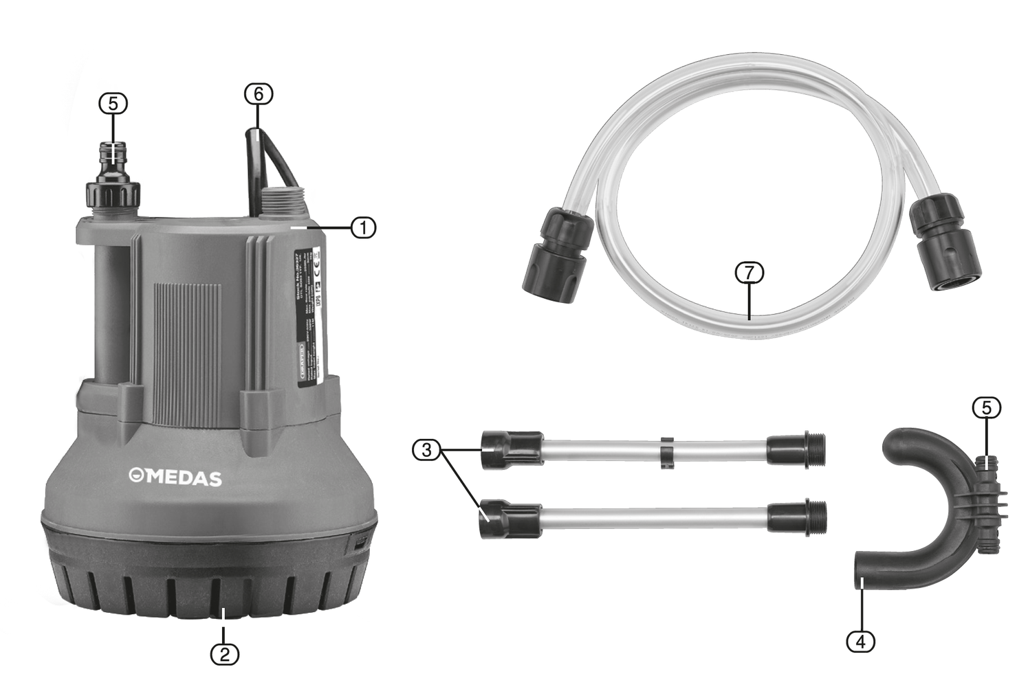 MEDAS Sudové čerpadlo MR 2500, 230V, 0.35kW, závěsné rameno, kabel 10m
