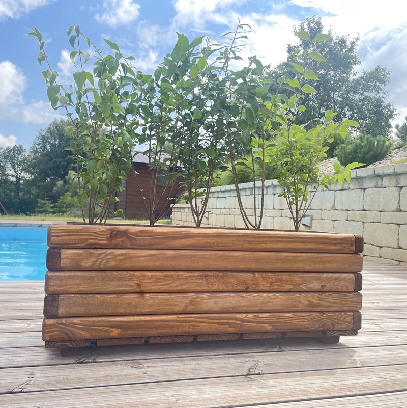 Dřevěný zahradní květináč AKSAMIT, teak, 800x250x300