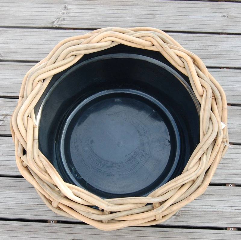 RATANOVÝ Květináč DRYPOT BOWL L, HRUBÝ RATAN, Ø56x26 cm