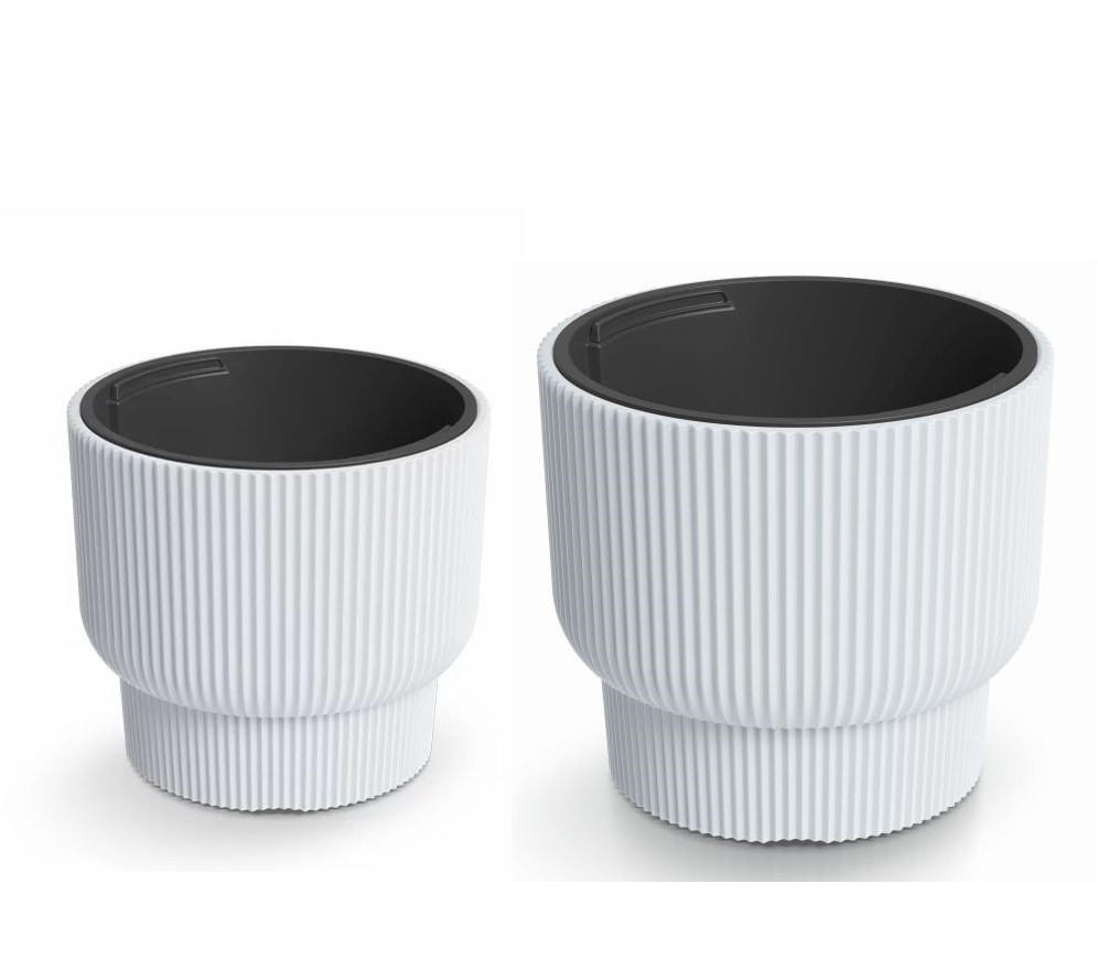 Květináče BÍLÉ na PODSTAVCI - SET 2 kusy