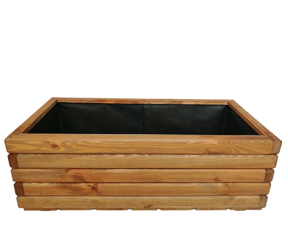 Dubový květináč VELORA 800×400×300 mm – teak, masivní dub