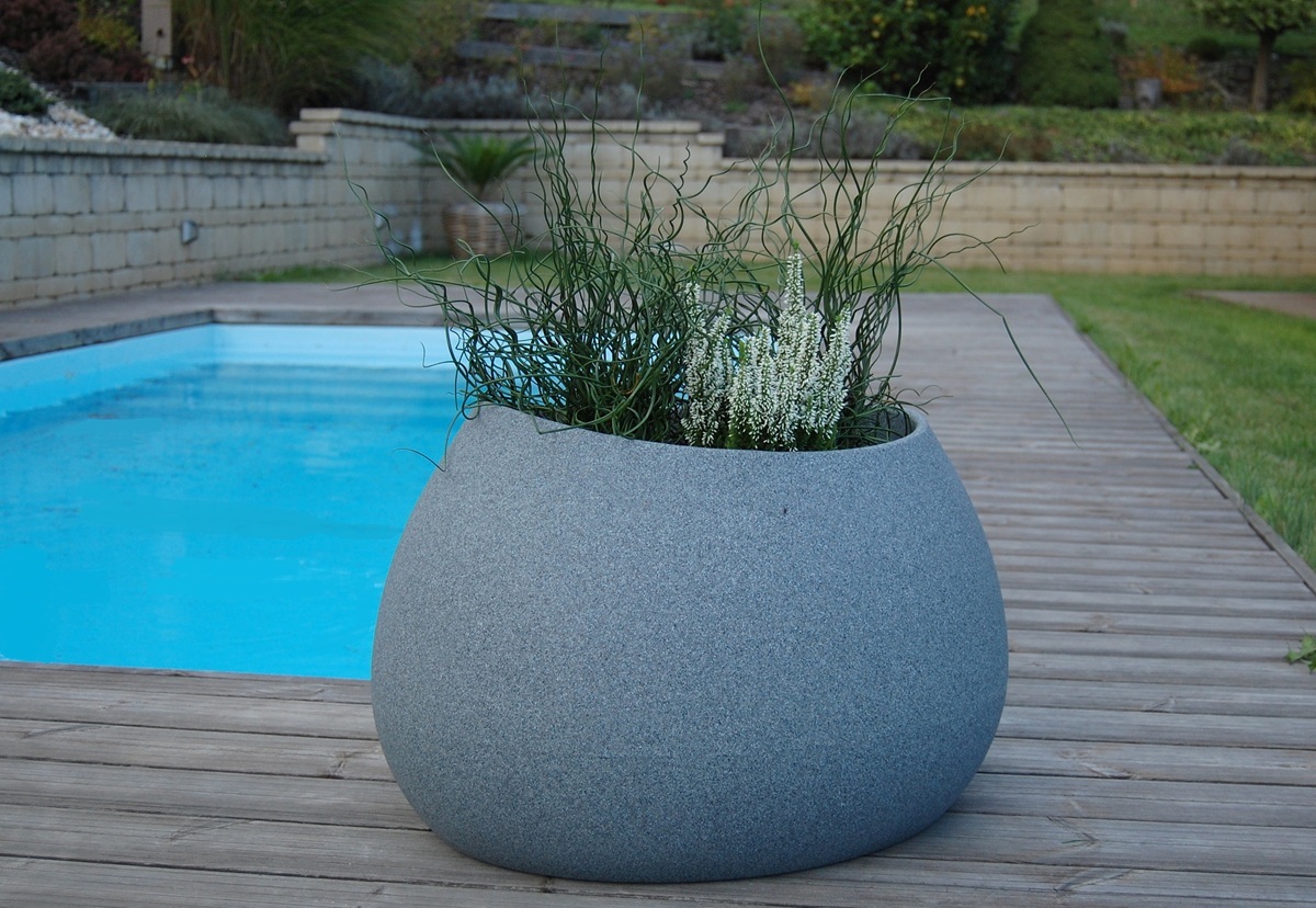 Květináč EVOLIA 60 cm, šedý granit