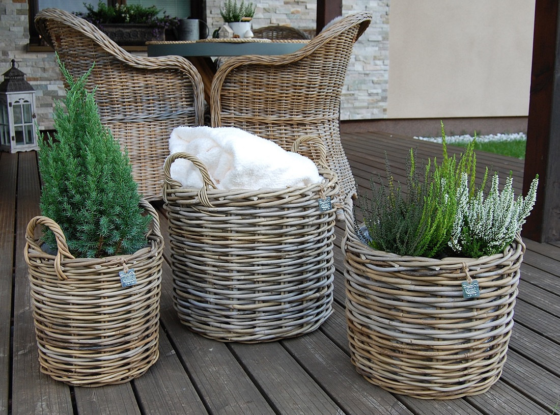 RATANOVÉ Koše DRIE XLS, Grey, SET 3 kusy