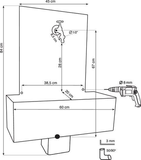 Zahradní umyvadlo MIAMI 60 cm – antracit