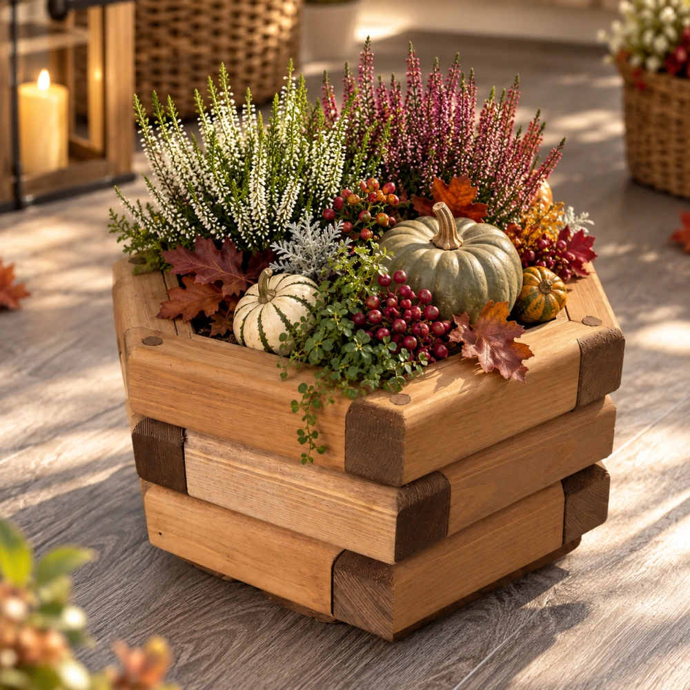 Dřevěný zahradní květináč AKSAMIT, teak, Ø300x200