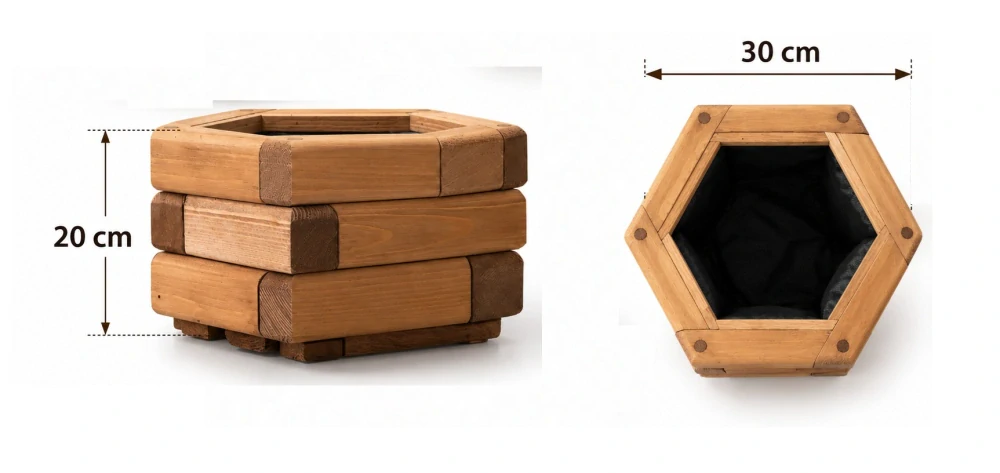 Dřevěný zahradní květináč AKSAMIT, teak, Ø300x200