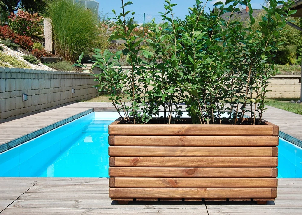 Dřevěný zahradní květináč AKSAMIT, teak, 800X400X400