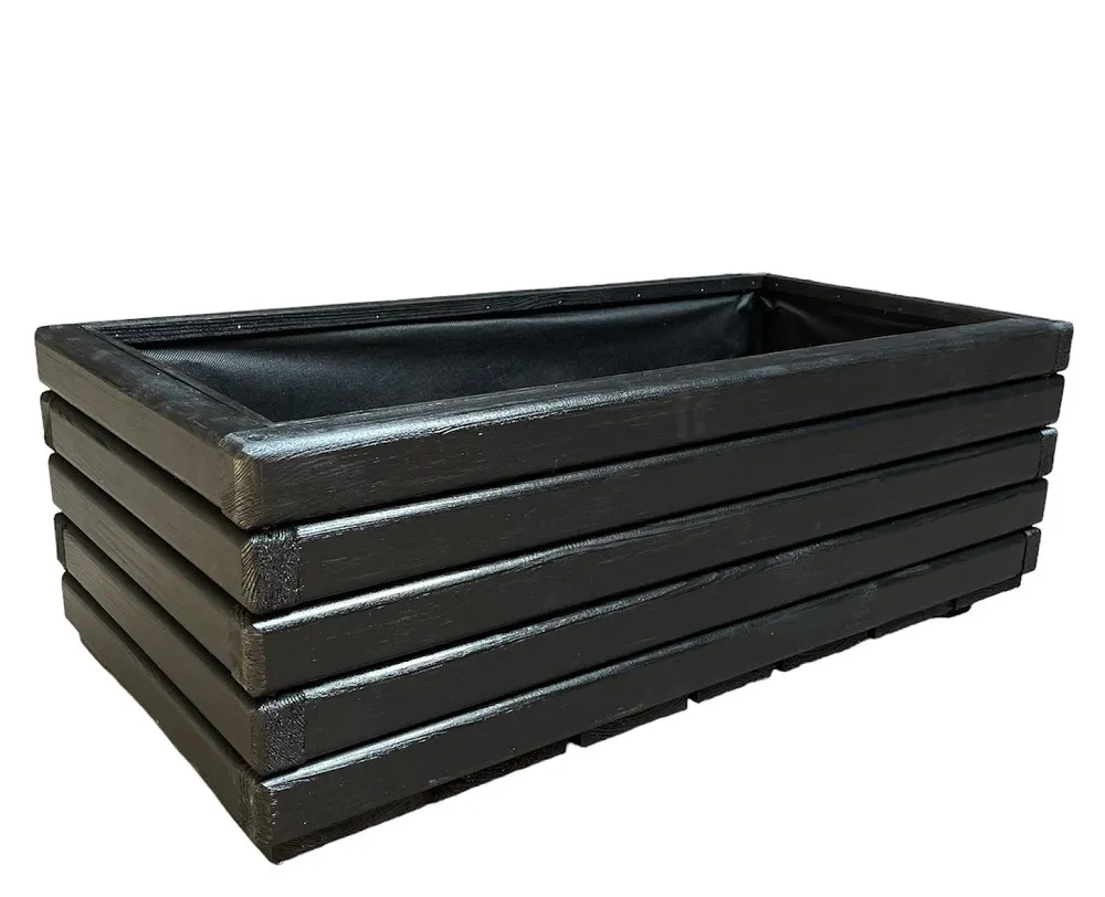 Dřevěný zahradní květináč AKSAMIT, antracit, 800x400x300