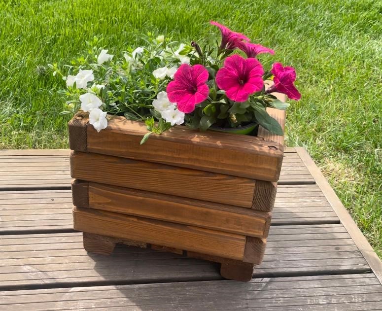 Dřevěný zahradní květináč AKSAMIT, teak, 300x250x250