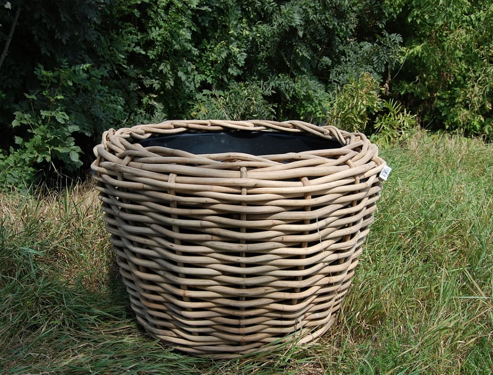 RATANOVÝ Květináč DRYPOT  HRUBÝ RATAN, Grey, XXXL Ø83x61cm  