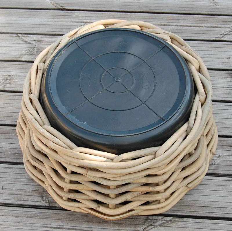 RATANOVÝ Květináč DRYPOT BOWL L, HRUBÝ RATAN, Ø56x26 cm