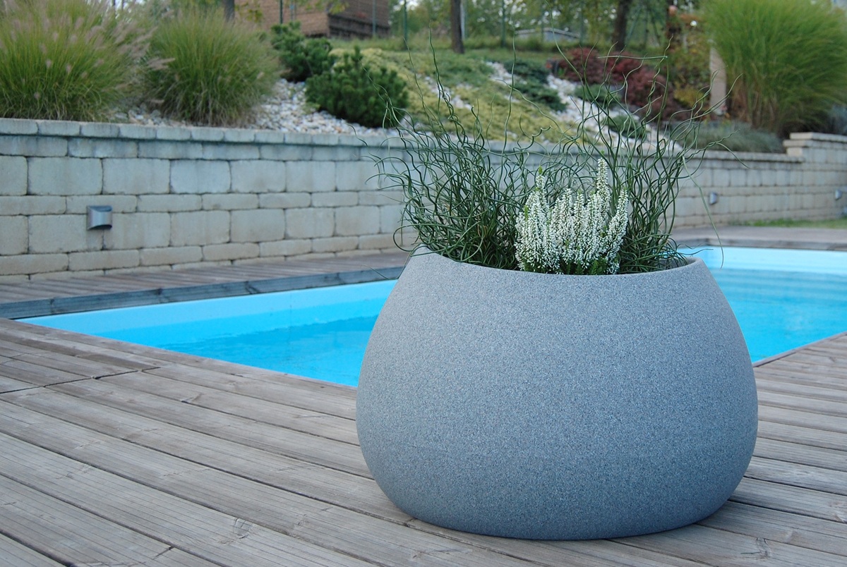 Květináč EVOLIA 60 cm, šedý granit