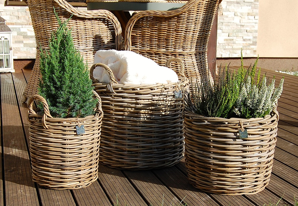 RATANOVÉ Koše DRIE XLS, Grey, SET 3 kusy