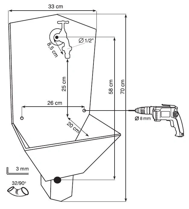 Zahradní umyvadlo Los Angeles 70 cm antracit