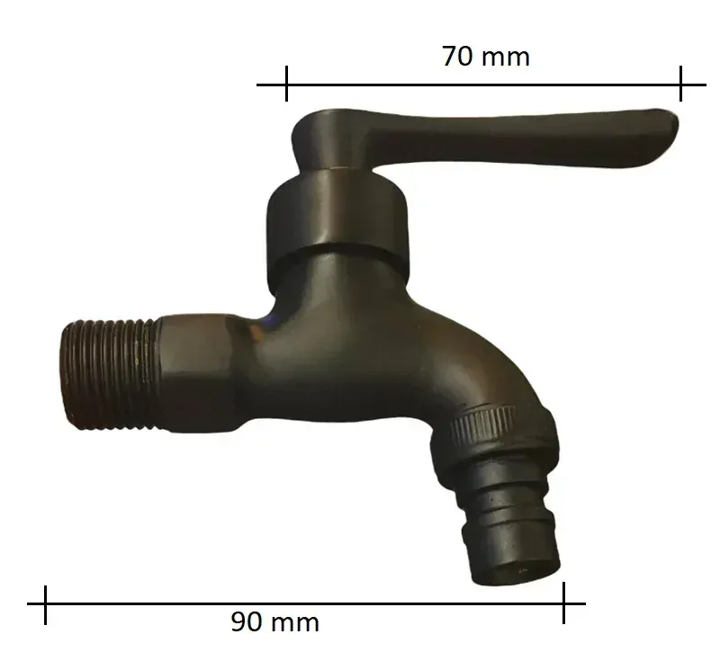 AZTE Vodovodní KOHOUTEK s adaptérem pro hadici 1/2, černý matný, 9 cm 