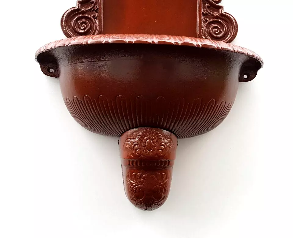 AZTE zahradní umyvadlo 72 cm hnědé – ze slitiny hliníku s kohoutkem výpustí a sifonem