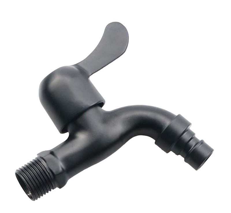 Vodovodní KOHOUTEK ČERNY z nerez oceli 1/2" s adapterem pro hadici, černý matný