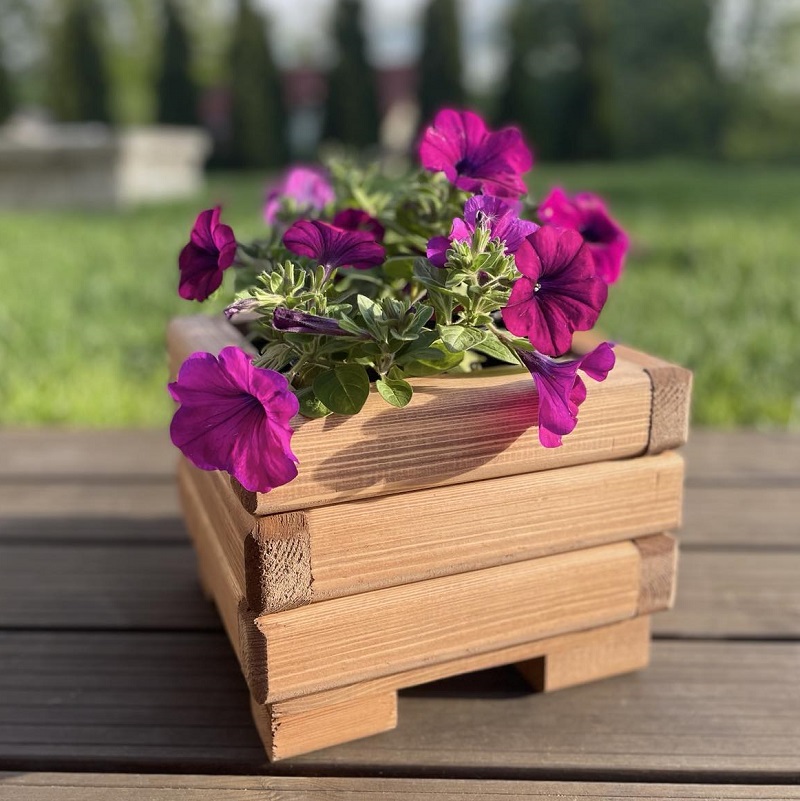 Dřevěný zahradní květináč AKSAMIT, teak, 250x250x200
