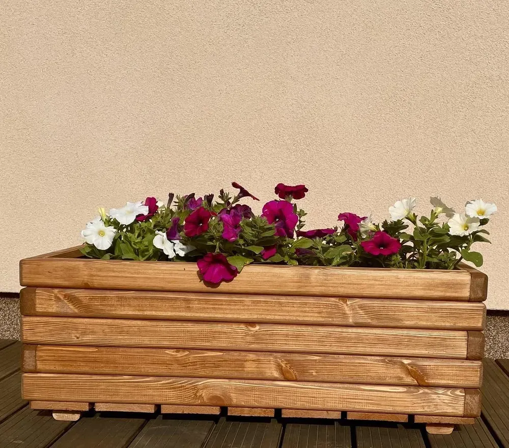 Dřevěný zahradní květináč AKSAMIT, teak, 800x400x300