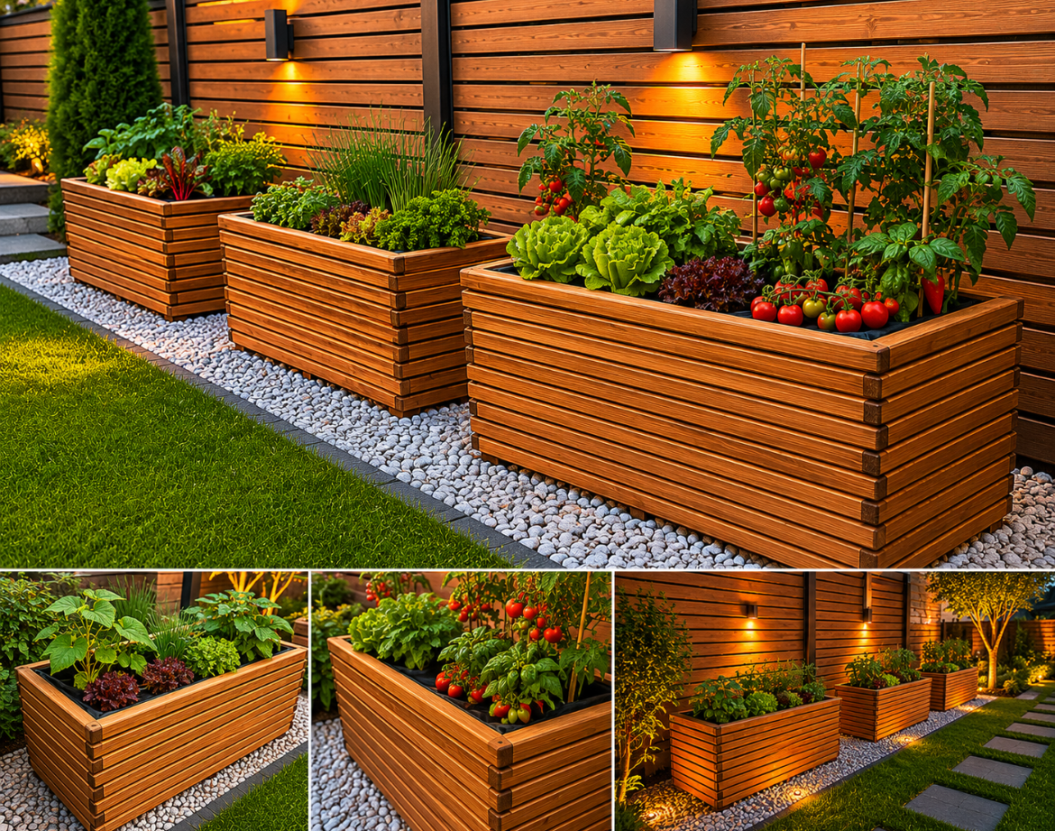 Dřevěný zahradní květináč AKSAMIT teak 1180x400x600