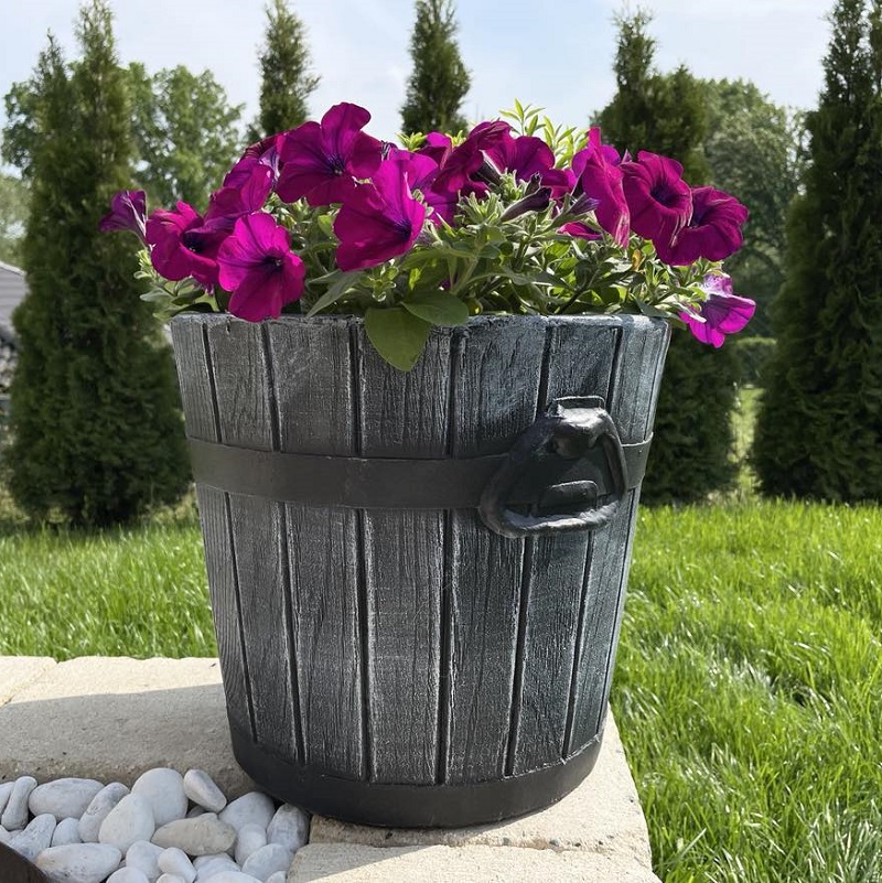 Roto Květináč Polka S, imitace šedého dřeva