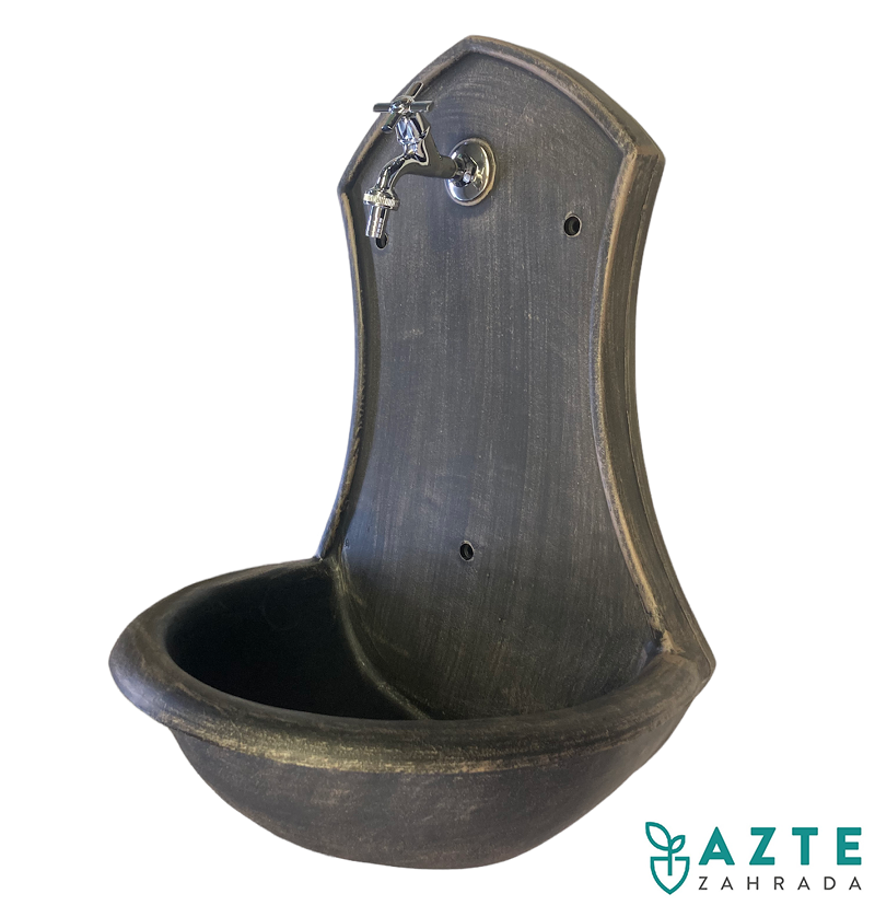 ROTO zahradní umyvadlo Saturn 71 cm bronzově hnědé - kohoutek Fanski, výpusť