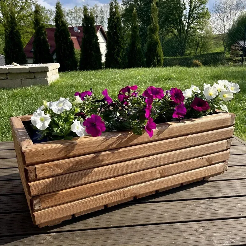 Dřevěný zahradní květináč AKSAMIT, teak, 800x400x300