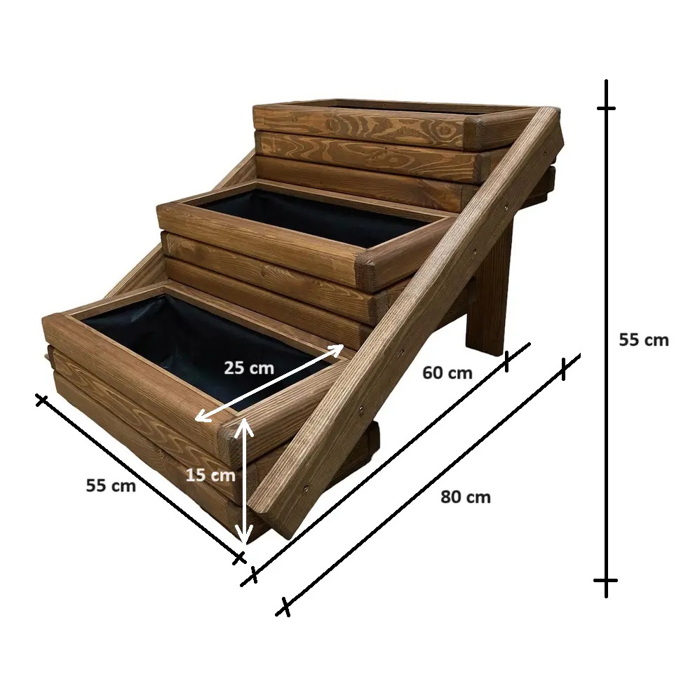 Dřevěný zahradní květináč Aksamit KASKÁDA, teak