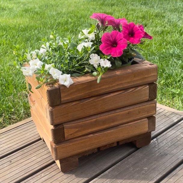 Dřevěný zahradní květináč AKSAMIT, teak, 300x250x250