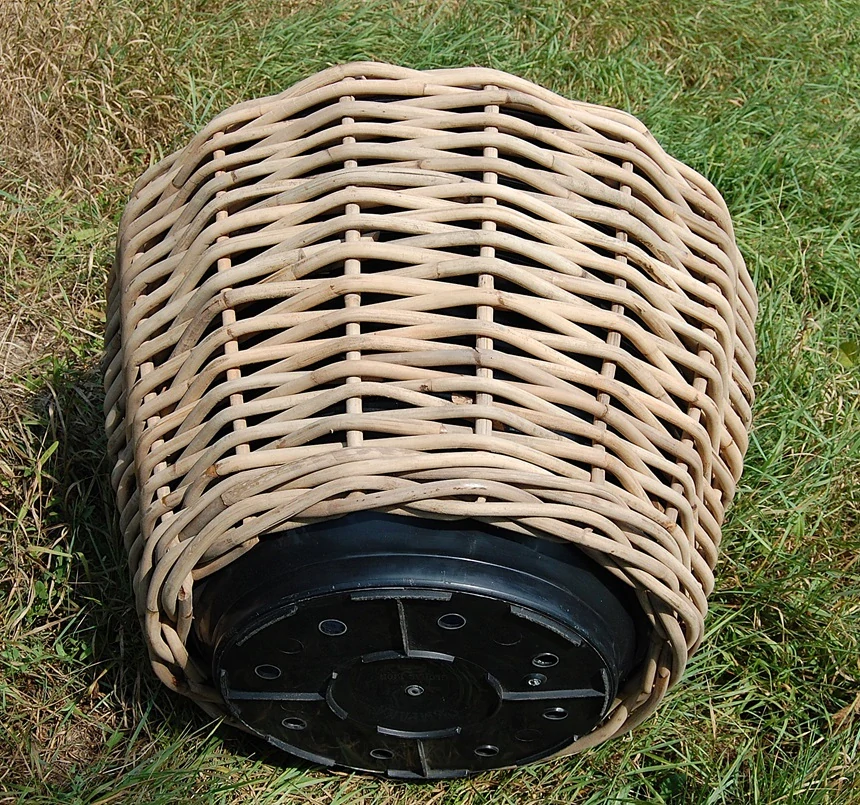 RATANOVÝ Květináč DRYPOT  HRUBÝ RATAN, Grey, XXXL Ø83x61cm  