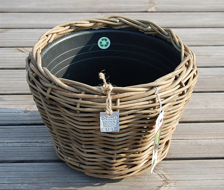 RATANOVÝ Květináč DRYPOT, Grey, Ø32x23cm