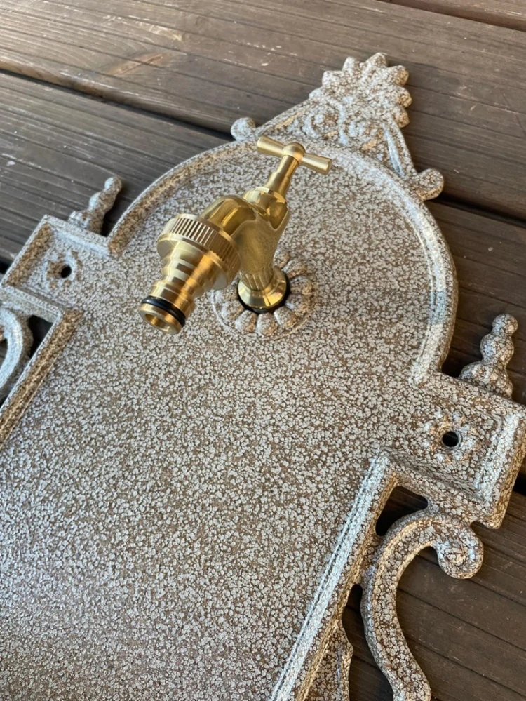 Zahradní umyvadlo VERONA 66 cm – ze slitiny hliníku s kohoutkem, béžový granit