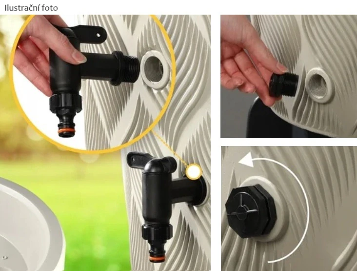 Sud na dešťovou vodu FLOW Antracit, 240 litrů s kohoutkem 3/4 