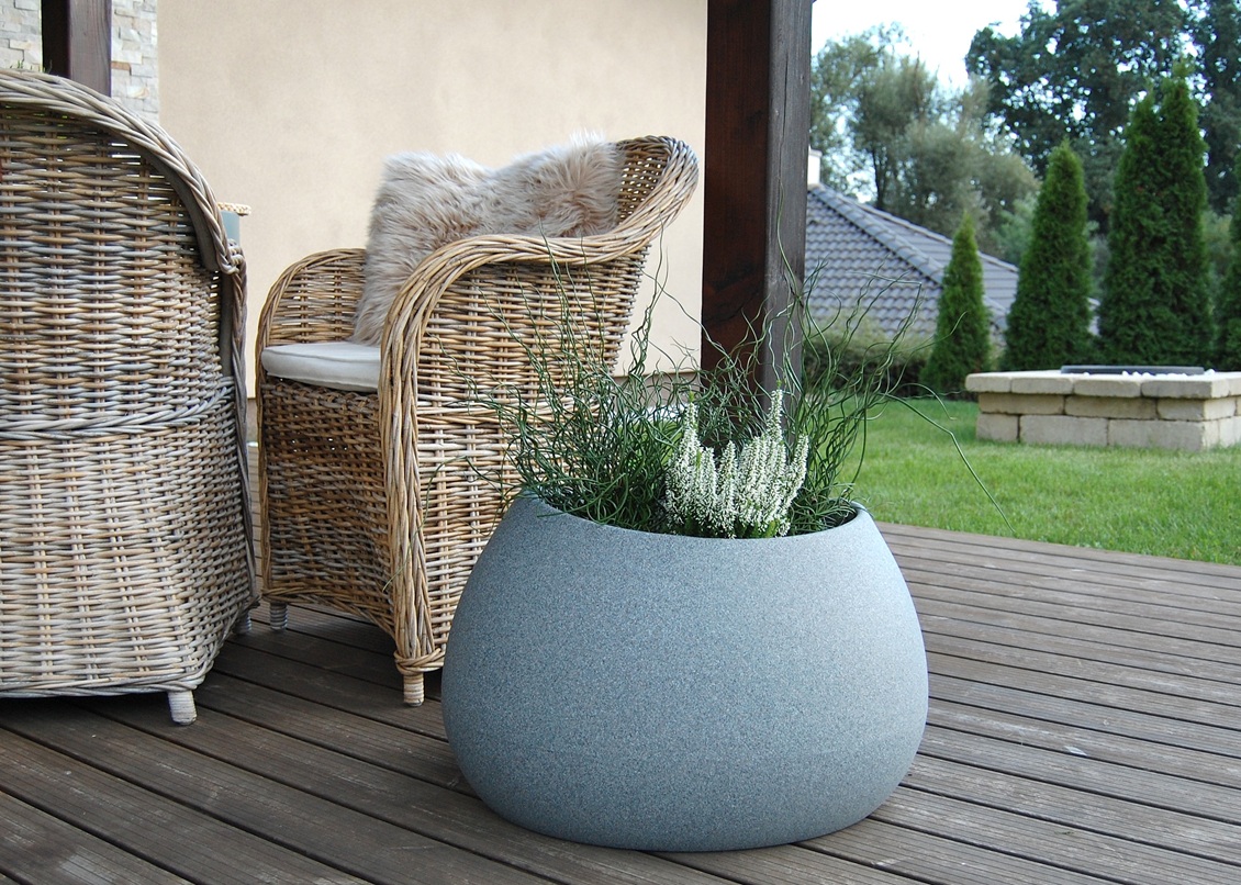 Květináč EVOLIA 60 cm, šedý granit