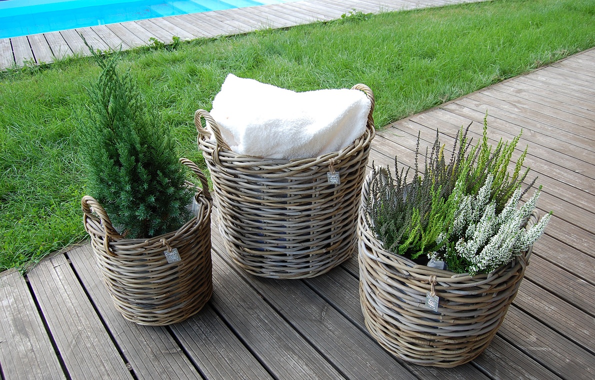 RATANOVÉ Koše DRIE XLS, Grey, SET 3 kusy