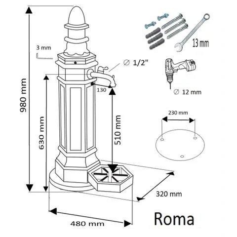 PRÉMIOVÝ vodovodní sloupek ROMA, bílý