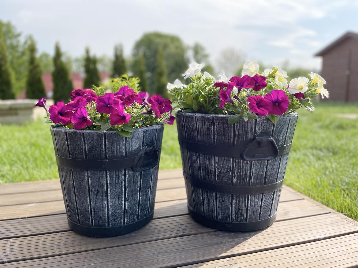 Roto Květináč Polka S, imitace šedého dřeva