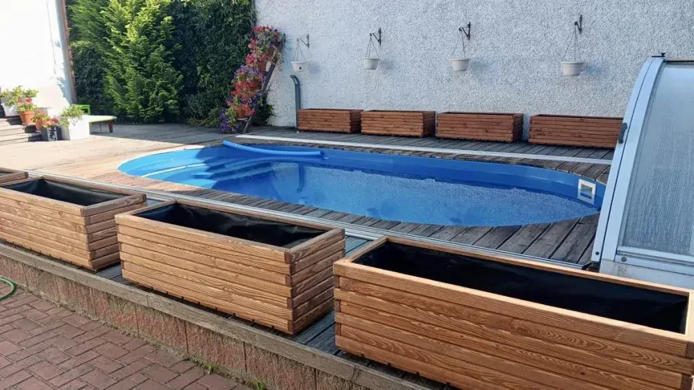 Dřevěný zahradní květináč AKSAMIT teak 1180x400x400