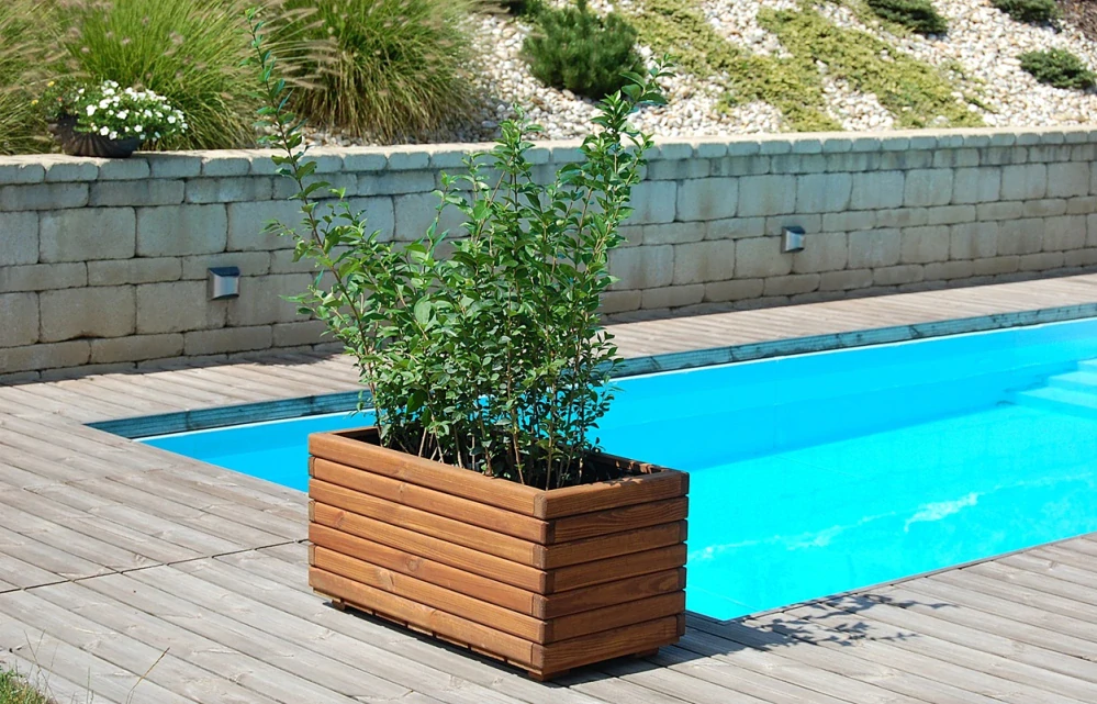 Dřevěný zahradní květináč AKSAMIT, teak, 800X400X400