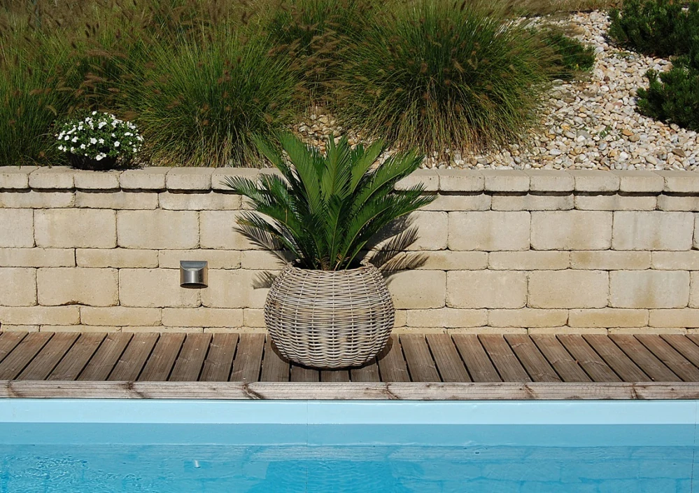 RATANOVÝ Květináč DRYPOT TINA XXXL, Grey,  Ø68x53 cm