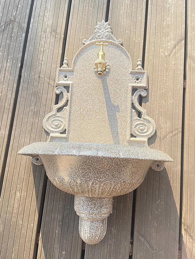 Zahradní umyvadlo VERONA 66 cm – ze slitiny hliníku s kohoutkem, béžový granit