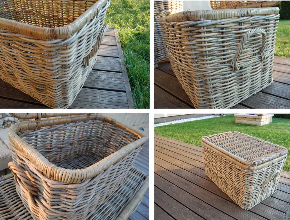 Ratanové ÚLOŽNÉ KOŠE s VÍKEM XLS, SET 2 kusy