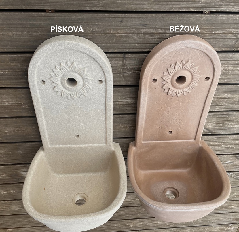 ROTO zahradní umyvadlo Slunce 63 cm pískové - kohoutek Drak, výpusť