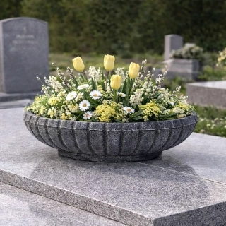 Roto hřbitovní květináč MARGARETA L šedá - Ø730x270 mm