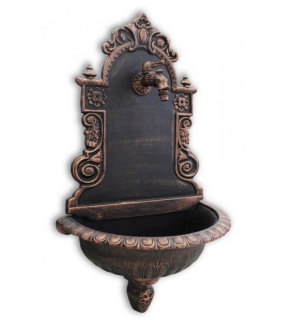 Litinové zahradní umyvadlo Moena 82 cm měděná patina - kohoutek Drak