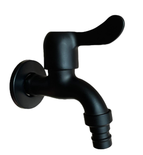 Vodovodní KOHOUTEK ČERNY  z nerez oceli 1/2" s adapterem pro hadici, černý matný 