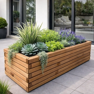 Dřevěný zahradní květináč AKSAMIT teak 1180x400x400