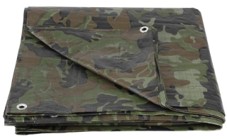 Plachta Tarpaulin khaki maskáčová 6x10m, 80g/m2